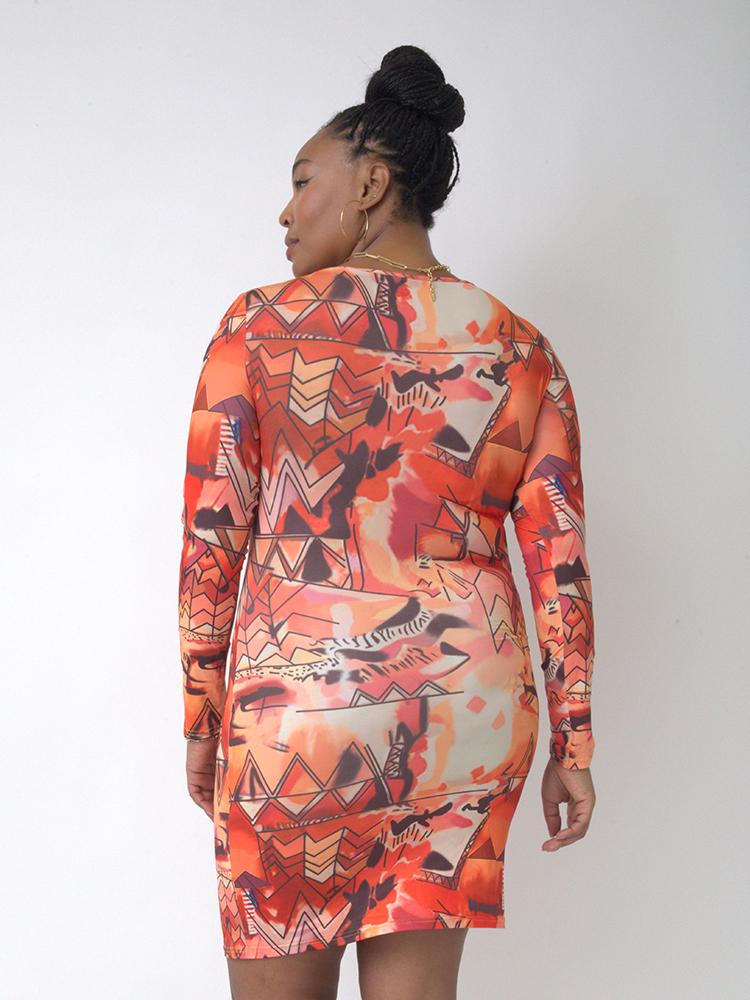 Geometric Print Bodycon Dress