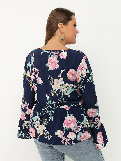 Floral Ruffled Crew Neck Top
