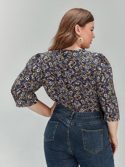 Floral Round Neck Half Sleeve Top