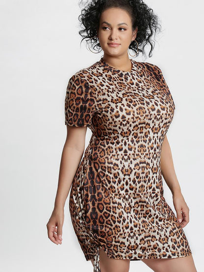 Mock Neck Leopard Dress