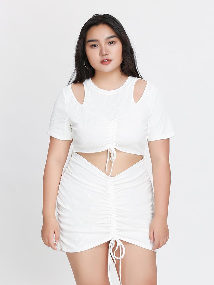 Cut Out Pleated Knot Dress