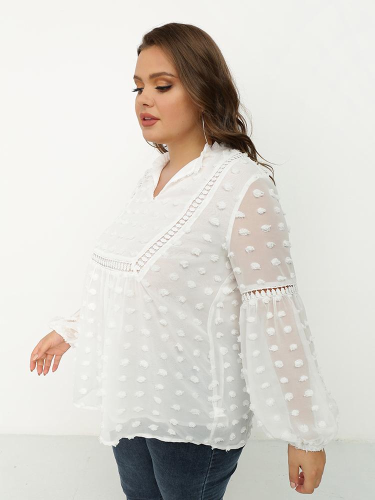 Ruffle Detailed Hollow Lace Top