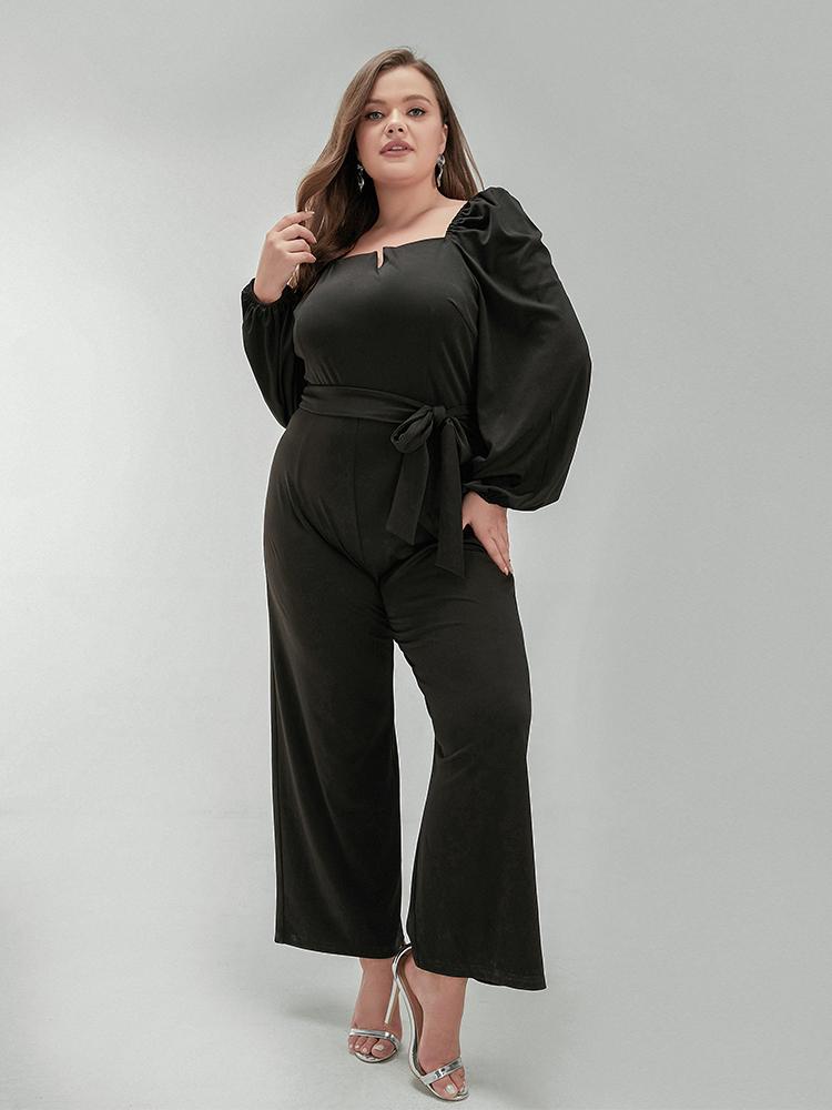 Solid Puff Sleeve Jumpsuit