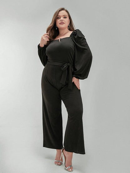 Solid Puff Sleeve Jumpsuit