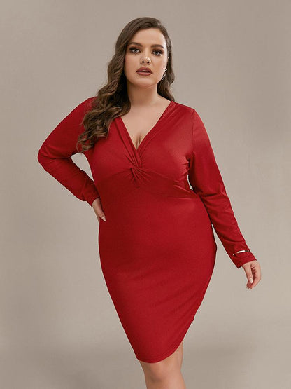 Knotted V-neck Bodycon Dress