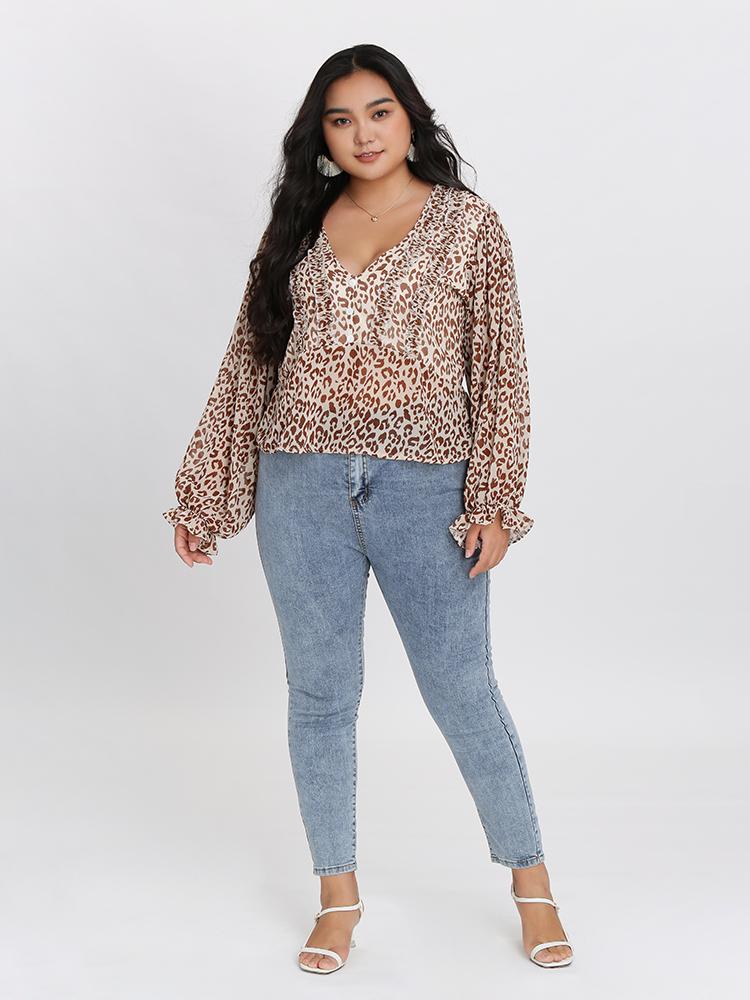 Ivory Leopard Long Sleeve Blouse