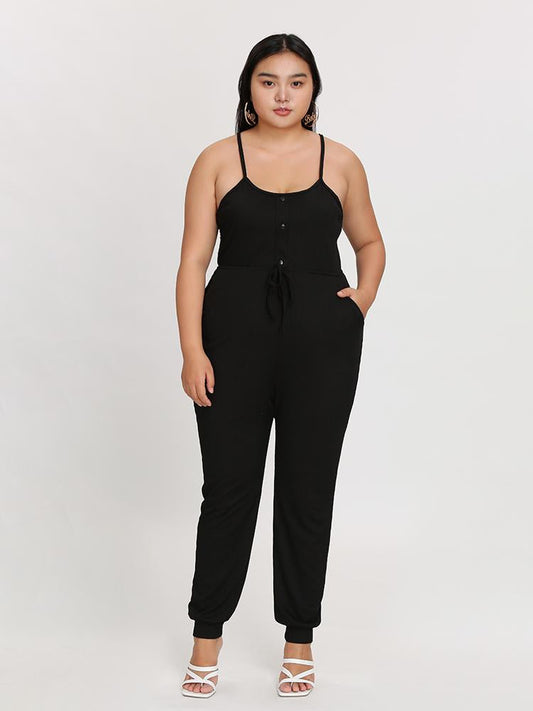 Button Backless Jumpsuit