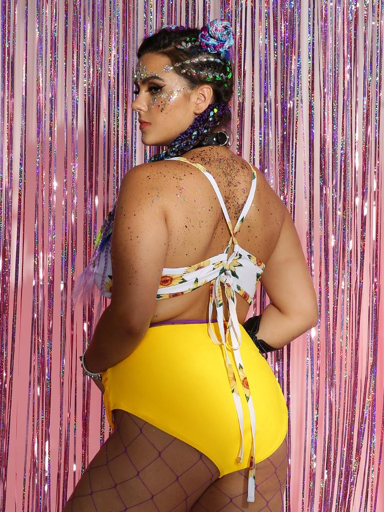 Floral Contrast Tankini