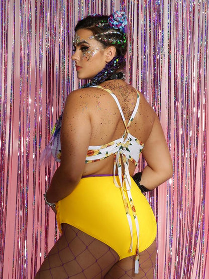 Floral Contrast Tankini