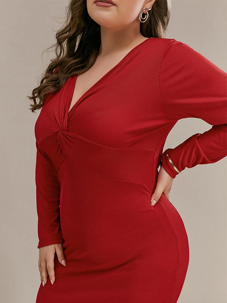 Knotted V-neck Bodycon Dress