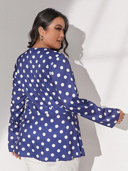 Polka Dot V-Neck Long Sleeve Top
