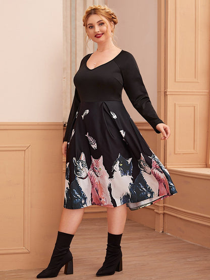 V-neck Animal Elegant Dresses