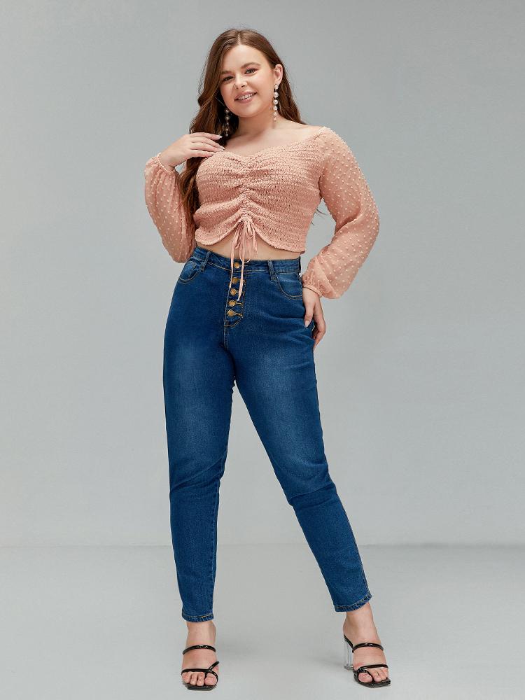 Drawstring Off Shoulder Crop Top