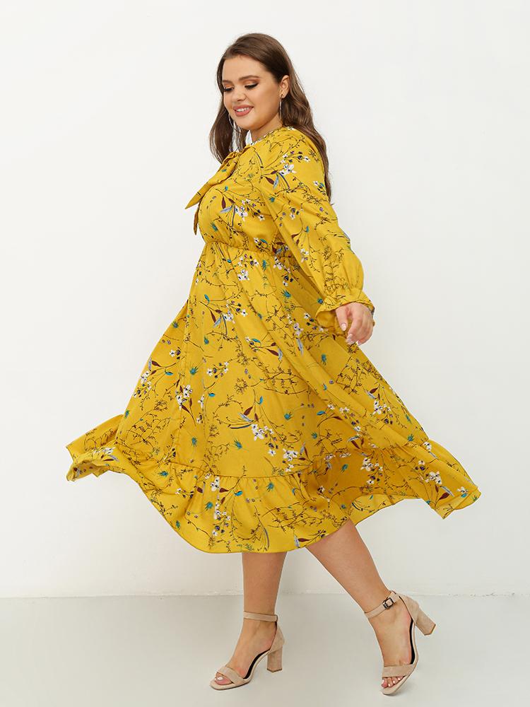 Ruffled Hem Knot Front Dress