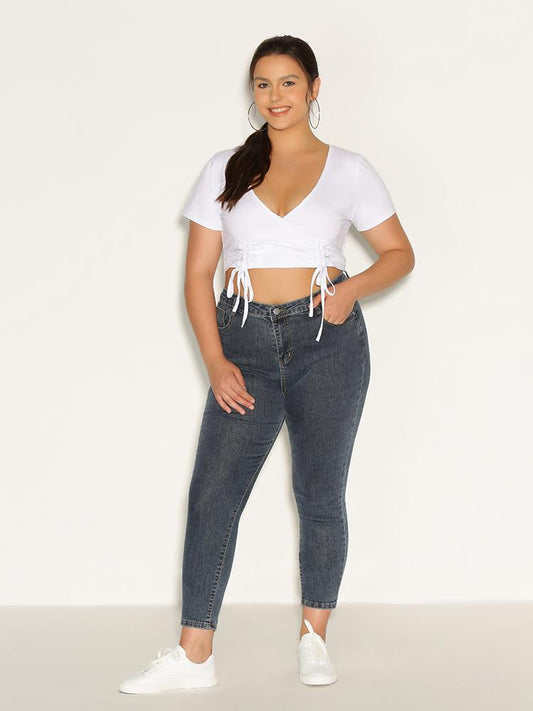 Surplice Neck Knot T-Shirt