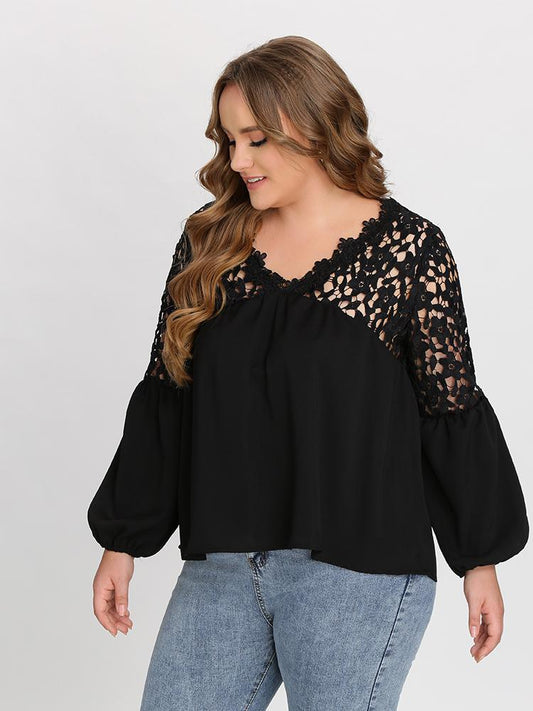 V-Neck Lace Blouse