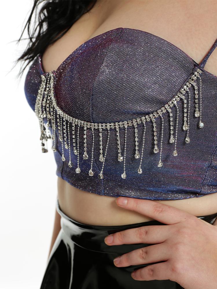 Sexy Fringed Suspender Crop Top