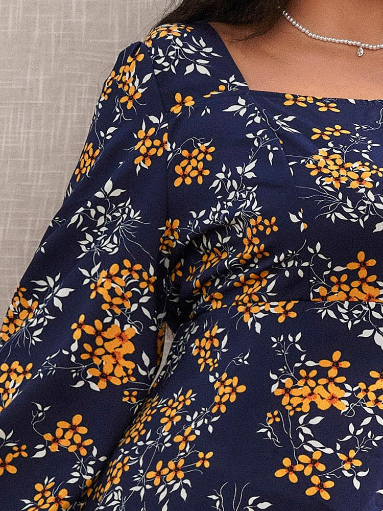 Ditsy Floral Split Hem Backless Dress