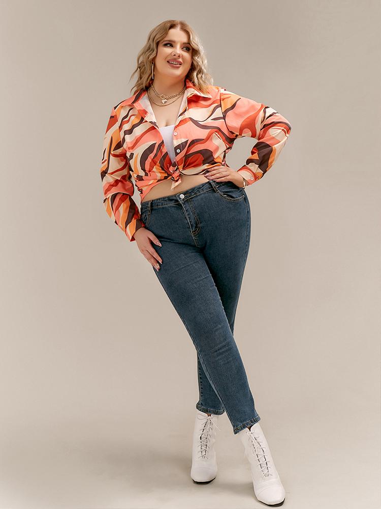 Colorful Ripple Print Blouse