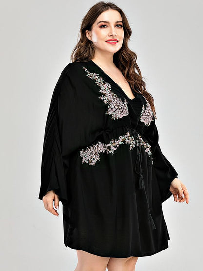 Ethnic Embroidery V-neck Dress