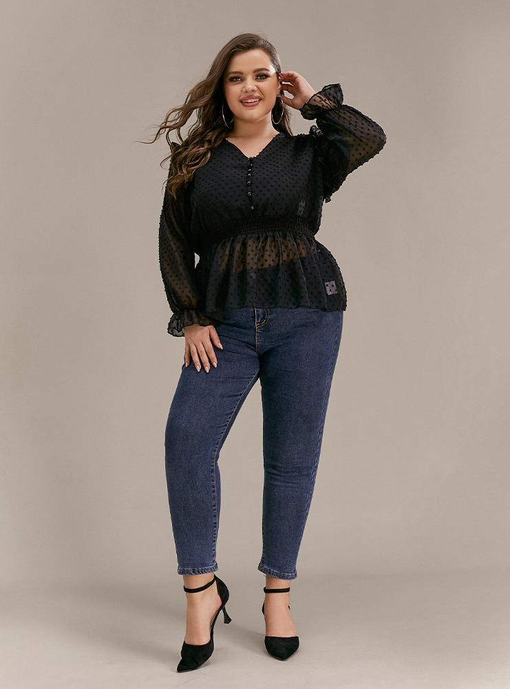 Sexy Mesh Ruffled Top