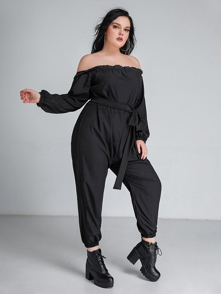 Off Shoulder Lace-up Jumpsuit