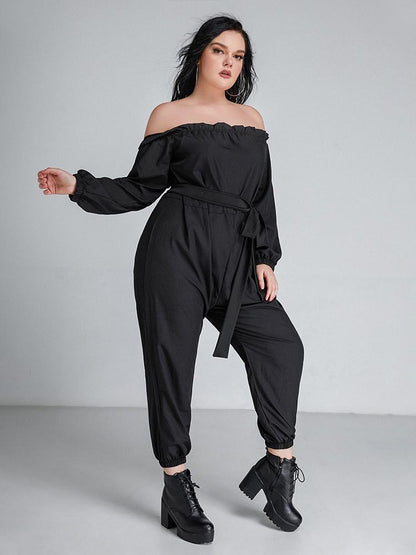 Off Shoulder Lace-up Jumpsuit