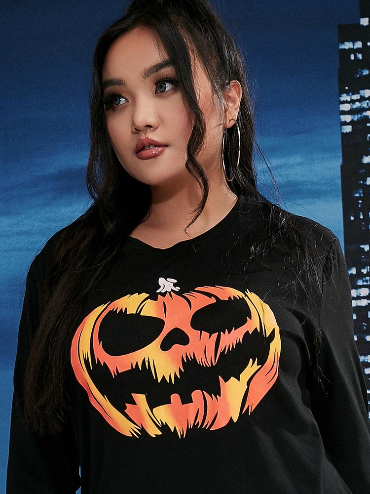 Halloween Pumpkin Print Lounge Set