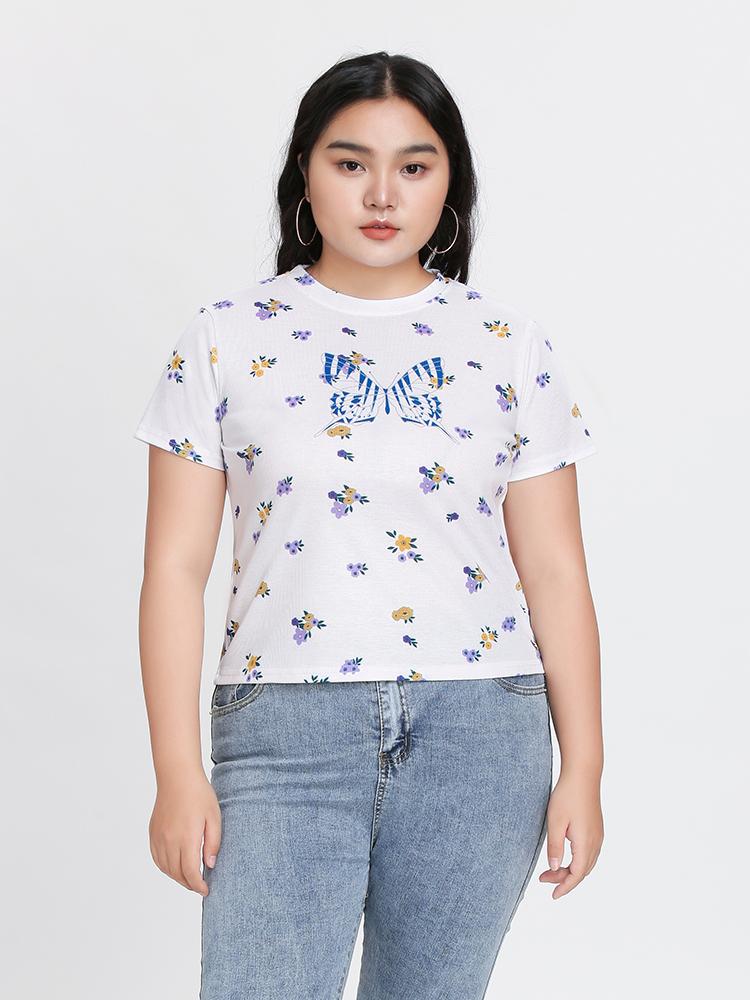 Butterfly Round Neck T-Shirt