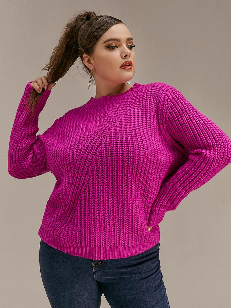 Solid Color Crew Neck Sweater