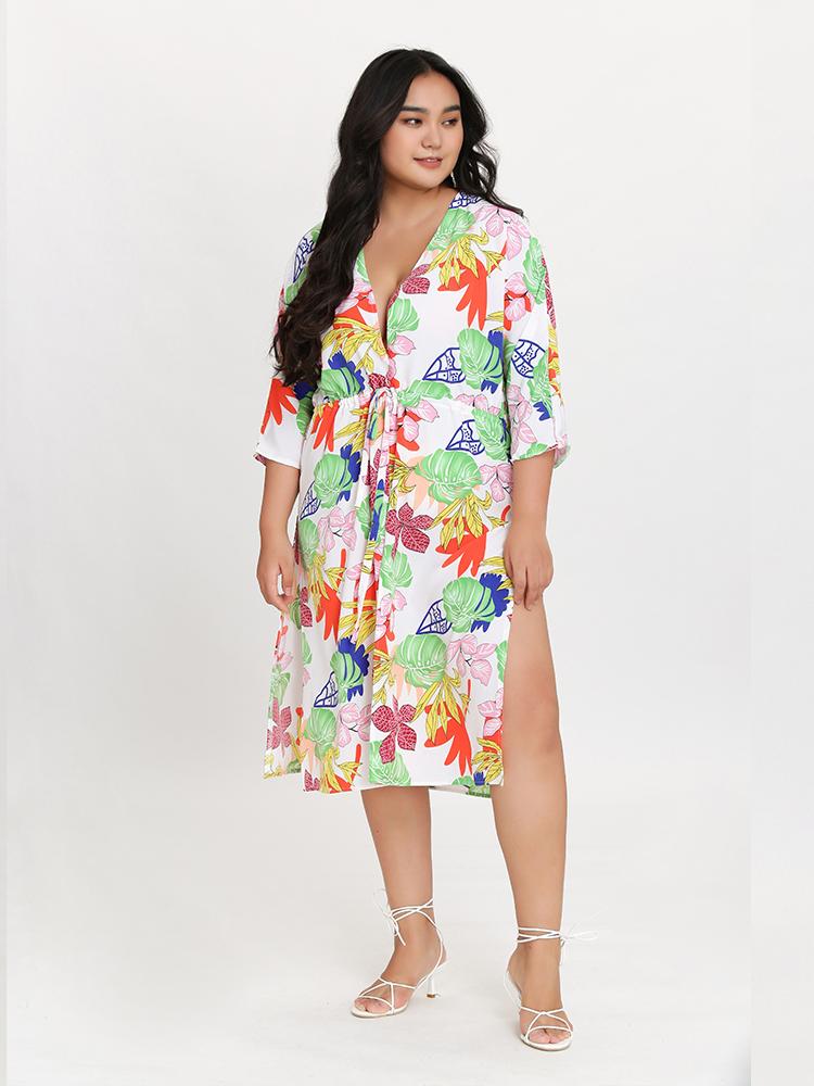Tie Front Split Hem Dress