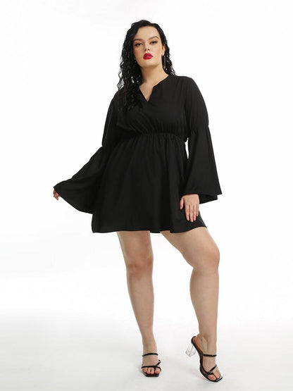 High Waist Flared Sleeve Dress