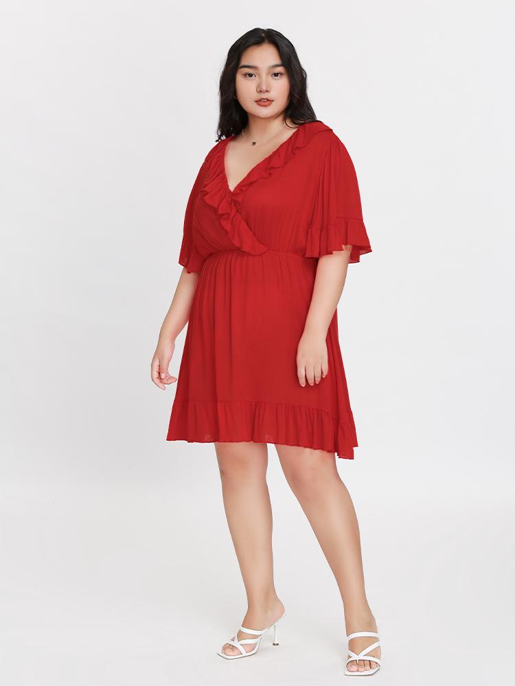 Ruffle Surplice Neck Dress