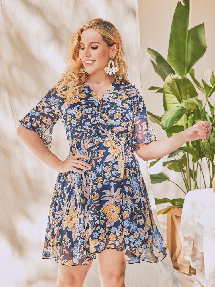 Ditsy Printed Ruffle Dress