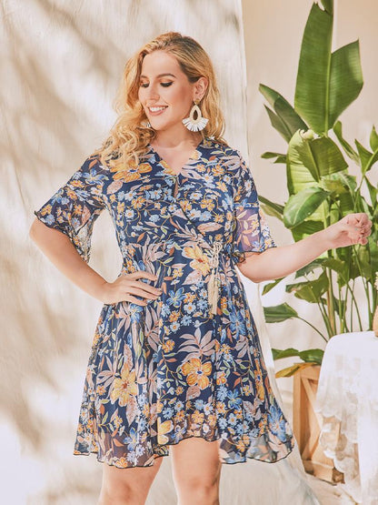 Ditsy Printed Ruffle Dress