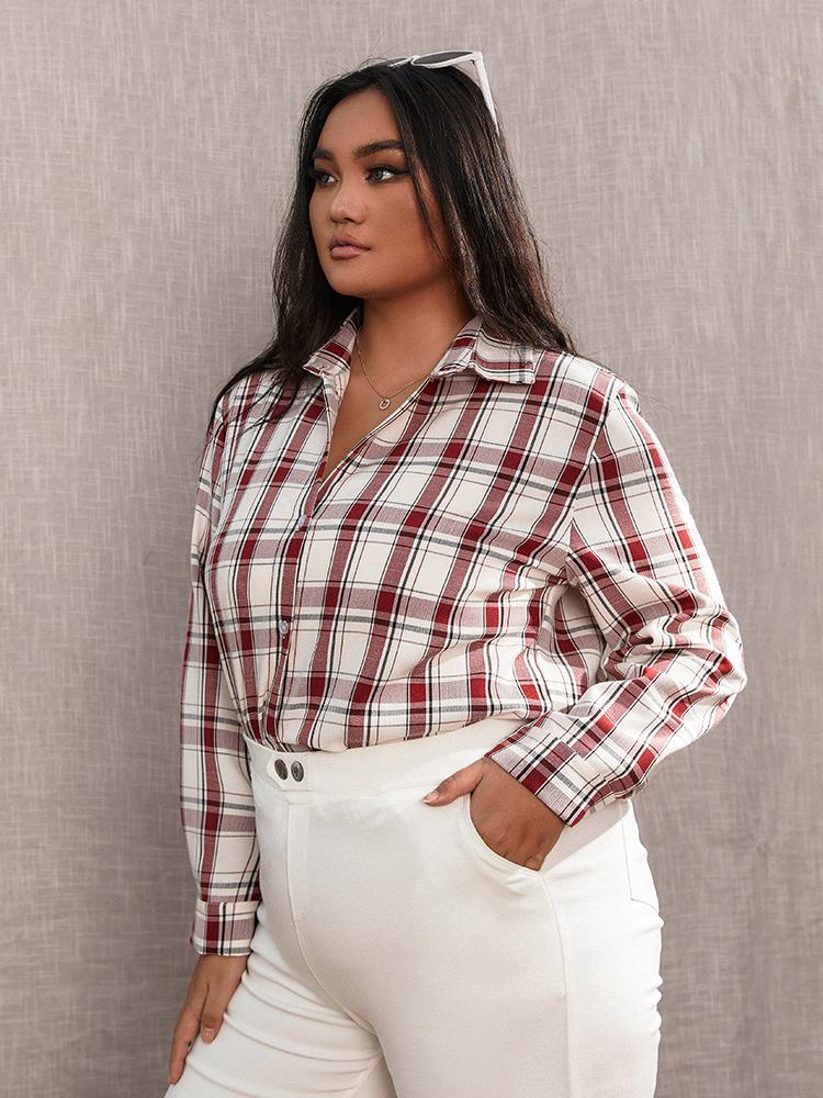 Vintage Plaid Button Blouse