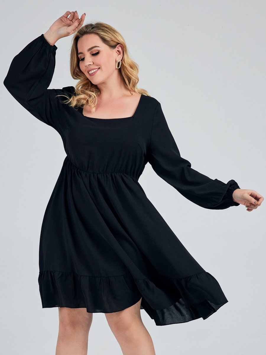 Square Collar Chiffon Dress