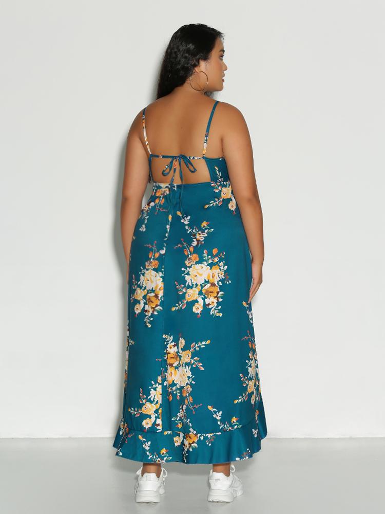 Split Ruffle Hem Floral Dress