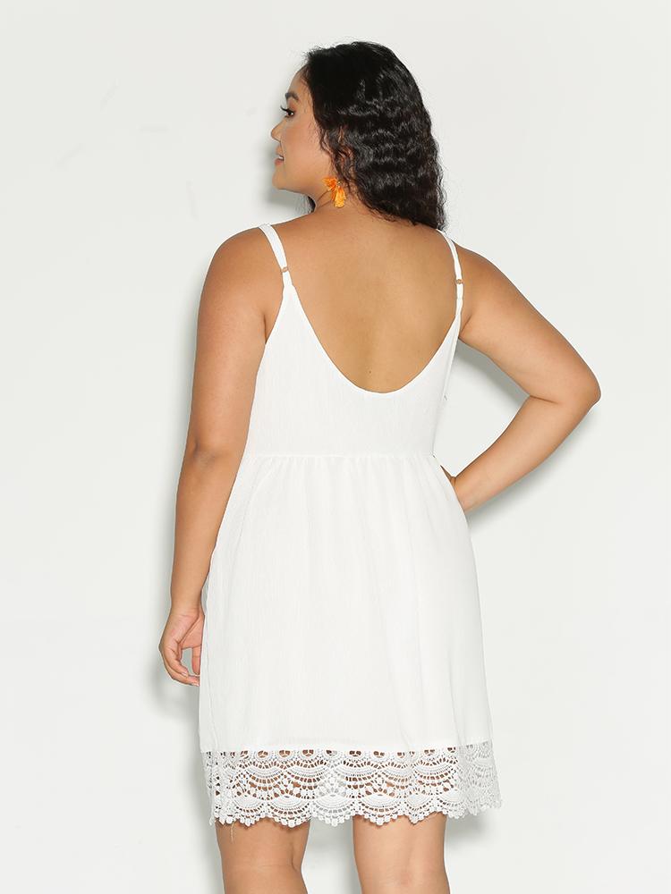 Backless Lace Trim Dress