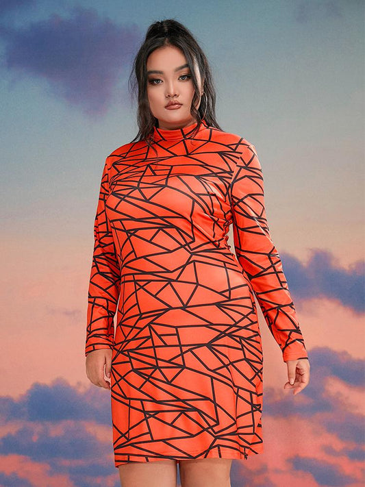 Halloween Line Geometric Print Dress