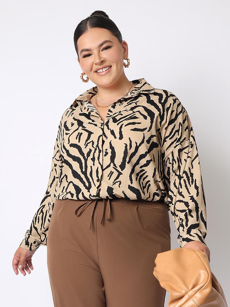 Zebra Print Long Sleeve Blouse