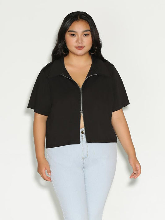 Zipper Collar Neck Top