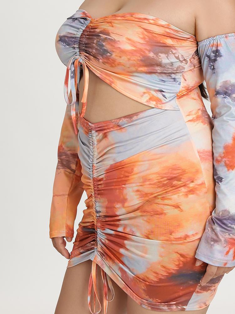 Tie Dye Ruched Dress