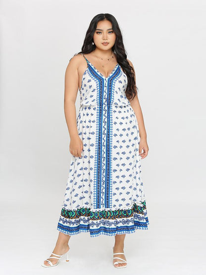 Backless Ethnic Printed Dress