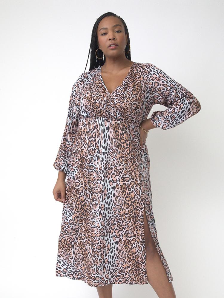 Knotted Back Leopard Print Dress