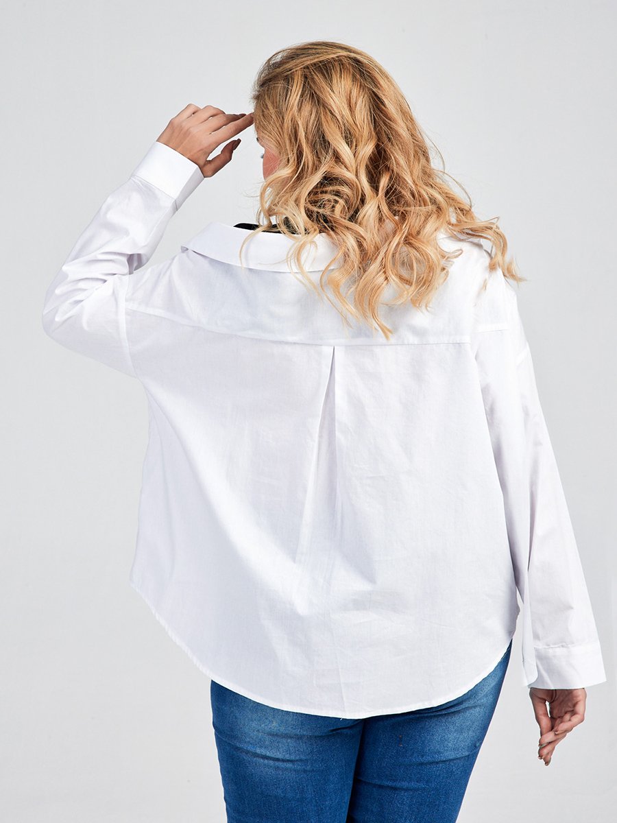 Patchwork Cold Shoulder Blouse