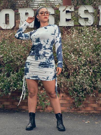 Tie Dye Ruched Dress