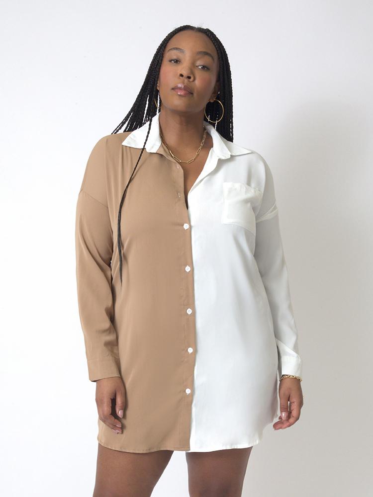 Color Block Button Through Blouse