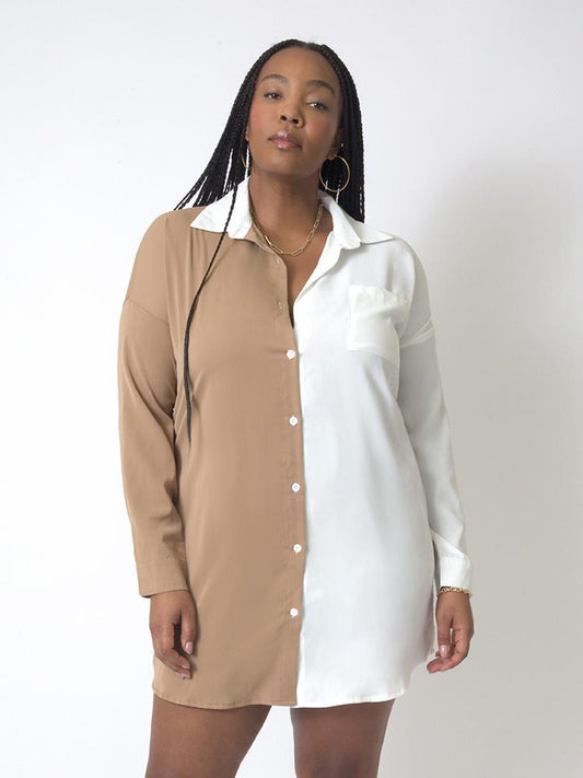 Color Block Button Through Blouse