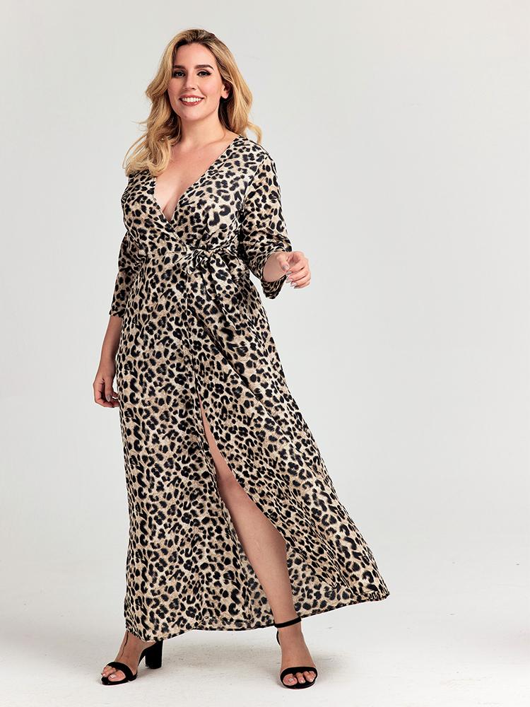 V-neck Leopard Dress